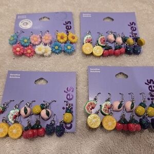 Colorful Fruit and Glow In The Dark Flower Earrings - 24 Pairs - Claire's